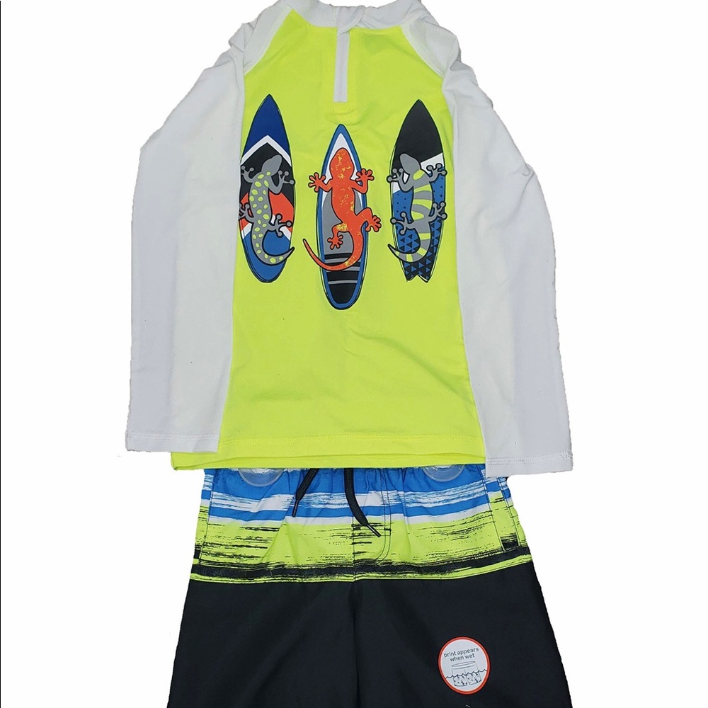 New long sleeve rash guard/swim trunks 2-piece set